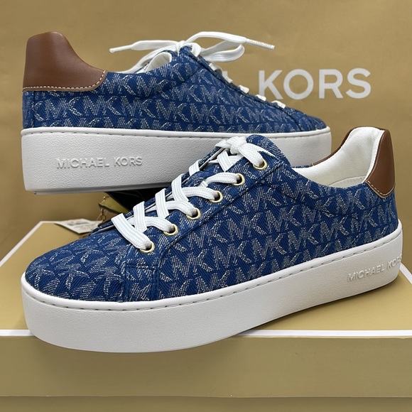 Michael Kors Poppy Lace Up MK Signature Denim JQD SM 49F2POFS1Y sneakers - Picture 9 of 16